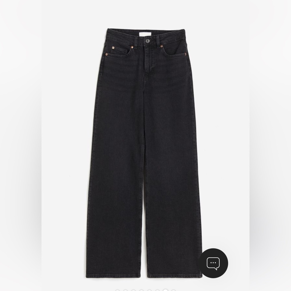 H&M Wide Leg High Rise Jeans Black Size 10 NWT